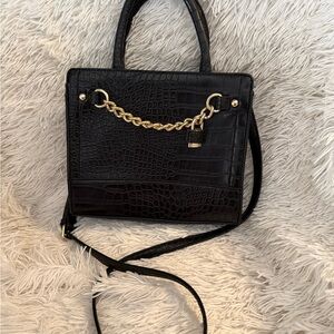 Elegant Black Crocodile-Embossed Handbag